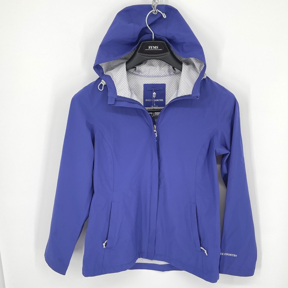 Free Country Women's Small Waterproof Rain Jacket‎ Hooded Full Zip Purple